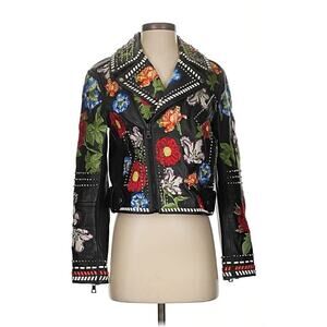 Alice + Olivia Cody Embellished Embroidered Flower Patches Studded Jacket S
